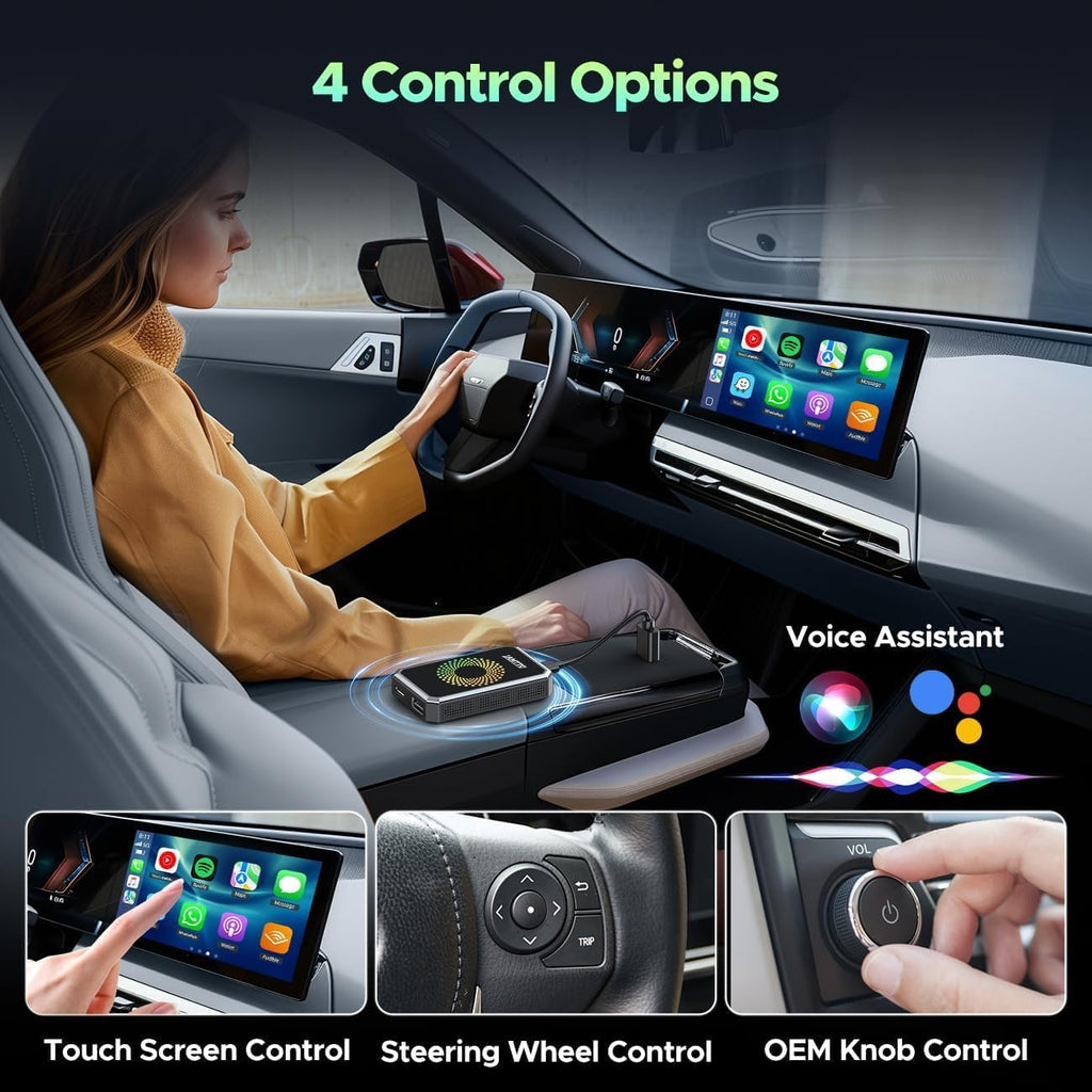 3-In-1 Magic Video Box for Streaming Netflix/Youtube/Tiktok, Wireless Carplay Adapter Dongle with USB Drive for OEM Wired Apple Car Play and Android Auto Cars